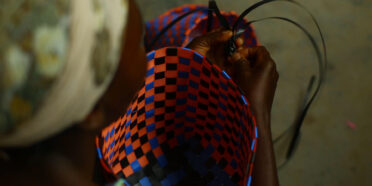 Woman hand weaving basked