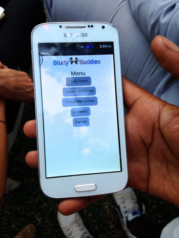 phone with online education tool displayed